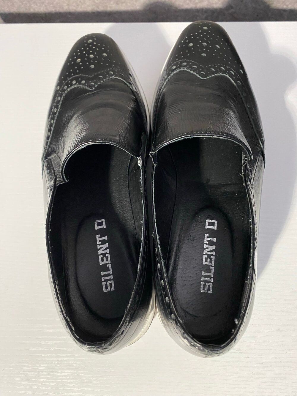Silent D Salada Black Leather Platform Brogue Loafers Slip On Womens 37 US 6.5 - Picture 5 of 8